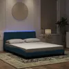 Image de vidaXL Cadre de lit avec LED sans matelas Hanko bleu 160x200 cm velours 3213791