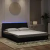 Image de Cadre De Lit Avec Led Sans Matelas Hanko Noir 180x200 Cm Velours Vidaxl