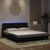 Image de vidaXL Cadre de Lit avec Lumières LED Lit Rembourré avec Sommier à Lattes Lit Double Lit Adulte Moderne Noir 180x200 cm 3213795