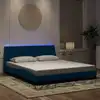 Image de Cadre De Lit Avec Led Sans Matelas Hanko Bleu 180x200 Cm Velours Vidaxl