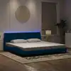 Image de Cadre De Lit Avec Led Sans Matelas Hanko Bleu 200x200 Cm Velours Vidaxl