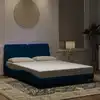 Image de Cadre De Lit Avec Led Sans Matelas Bleu 140x190 Cm Velours Vidaxl