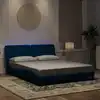 Image de Cadre De Lit Avec Led Sans Matelas Bleu 160x200 Cm Velours Vidaxl
