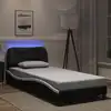 Image de Cadre De Lit Avec Led Sans Matelas Hvar Noir Et Blanc 90x200 Cm Vidaxl
