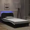 Image de Cadre De Lit Avec Led Sans Matelas Hvar Noir Et Blanc 100x200 Cm Vidaxl