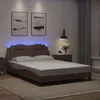 Image de vidaXL Cadre de Lit avec Lumières LED Lit Rembourré avec Coussin Lit Double Lit Adulte Chambre Moderne Marron 120x200 3214010