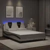 Image de vidaXL Cadre de Lit avec Lumières LED Lit Rembourré avec Coussin Lit Double Lit Adulte Chambre Moderne Blanc Noir 3214028