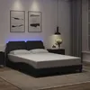 Image de vidaXL Cadre de lit avec lumières LED noir 140x190 cm similicuir lit sommier lit en similicuir meuble de chambre à 3214103