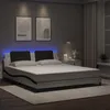 Image de vidaXL Cadre de Lit avec Lumières LED Lit Double avec Coussin de Tête de Lit Lit Adulte de Chambre Moderne Blanc Noir 3214130