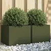 Image de Jardinières 2 Pcs Vert Olive 32x30x29 Cm Acier Vidaxl
