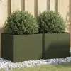 Image de Jardinières 2 Pcs Vert Olive 42x40x39 Cm Acier Vidaxl