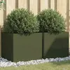 Image de Jardinières 2 Pcs Vert Olive 49x47x46 Cm Acier Vidaxl
