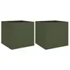 Image de Jardinières 2 pcs vert olive 49x47x46 cm acier