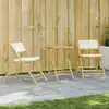 Image de Ensemble De Bistro Pliante 3 Pcs Et Coussins Blanc Crème Bambou Vidaxl