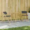 Image de Ensemble De Bistro Pliante 3 Pcs Et Coussins Gris Foncé Bambou Vidaxl