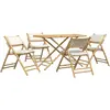 Image de Ensemble De Bistro Pliante 5 Pcs Et Coussins Blanc Crème Bambou Vidaxl