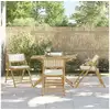 Image de Vidaxl ensemble de bistro pliante 5 pcs et coussins blanc crème bambou