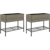 Image de Jardinières Avec Étagère 2 Pcs Gris 90x40x75 Cm Résine Tressée Vidaxl