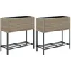 Image de Jardinières Avec Étagère 2 Pcs Gris 70x28x70 Cm Résine Tressée Vidaxl