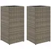 Image de Jardinières 2 Pcs Gris 30x30x60 Cm Résine Tressée Vidaxl