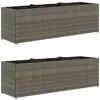 Image de Jardinières Avec 3 Pots 2 Pcs Gris 105x30x32 Cm Résine Tressée Vidaxl