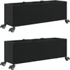 Image de Jardinières Et Roulettes 2 Pcs Noir 107x32x38 Cm Résine Tressée Vidaxl
