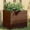 Image de Jardinières 2 Pcs Marron 36x30x32 Cm Résine Tressée Vidaxl
