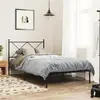 Image de Cadre De Lit Métal Sans Matelas Avec Tête De Lit Noir 100x190cm Vidaxl