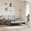 Image de Cadre De Lit Métal Sans Matelas Avec Tête De Lit Noir 135x190cm Vidaxl