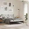 Image de Cadre De Lit Métal Sans Matelas Avec Tête De Lit Noir 140x190cm Vidaxl