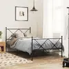 Image de Cadre De Lit Métal Sans Matelas Avec Pied De Lit Noir 100x190cm Vidaxl
