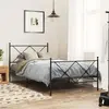 Image de Cadre De Lit Métal Sans Matelas Avec Pied De Lit Noir 107x203cm Vidaxl