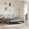 Image de Cadre De Lit Métal Sans Matelas Avec Pied De Lit Noir 140x190cm Vidaxl
