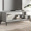 Image de Meuble Tv Sonoma Gris Bois Ingénierie Et Acier Enduit De Poudre Vidaxl