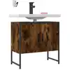 Image de Armoire Lavabo De Salle De Bain Chêne Fumé 60x33x60 Cm Vidaxl