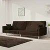 Image de Canapé-lit À 2 Places Avec Deux Oreillers Marron Foncé Tissu Vidaxl