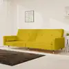 Image de Canapé-lit À 2 Places Avec Deux Oreillers Jaune Velours Vidaxl