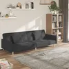 Image de Canapé-lit À 2 Places Avec Deux Oreillers Gris Foncé Tissu Vidaxl
