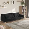 Image de Canapé-lit À 2 Places Avec Deux Oreillers Noir Tissu Vidaxl