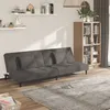 Image de Canapé-lit À 2 Places Avec Deux Oreillers Gris Foncé Velours Vidaxl