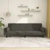 Image de Canapé-lit À 2 Places Avec Deux Oreillers Gris Foncé Velours Vidaxl