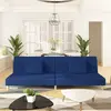 Image de Canapé-lit À 2 Places Avec Deux Oreillers Bleu Tissu Vidaxl