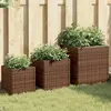 Image de Jardinières D'extérieur 3 Pcs Marron Résine Tressée Vidaxl