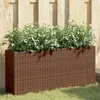 Image de Jardinière Avec 2 Pots Marron 90x20x40 Cm Résine Tressée Vidaxl