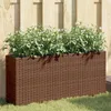 Image de vidaXL Jardinière avec 2 pots marron 90x20x40 cm résine tressée jardinière dextérieur bac à fleurs bac à tomates 366408