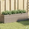 Image de vidaXL Jardinière avec 3 pots gris 105x30x32 cm résine tressée jardinière dextérieur bac à fleurs bac à tomates 366418