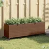 Image de vidaXL Jardinière avec roulettes et 3 pots marron 107x32x38 cm rotin jardinière dextérieur bac à fleurs bac à tomates 366420