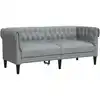 Image de Canapé Chesterfield 2 Places Gris Clair Tissu Vidaxl