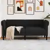 Image de Canapé Chesterfield 2 Places Noir Tissu Vidaxl
