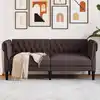 Image de Canapé Chesterfield 2 Places Marron Foncé Tissu Vidaxl